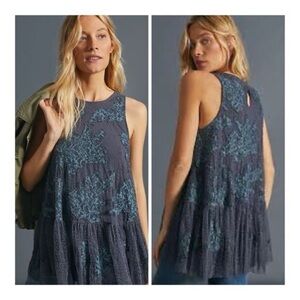 NWT Anthropologie Neomia Blue romantic ruffle Fairy Lace Swing Tunic XS